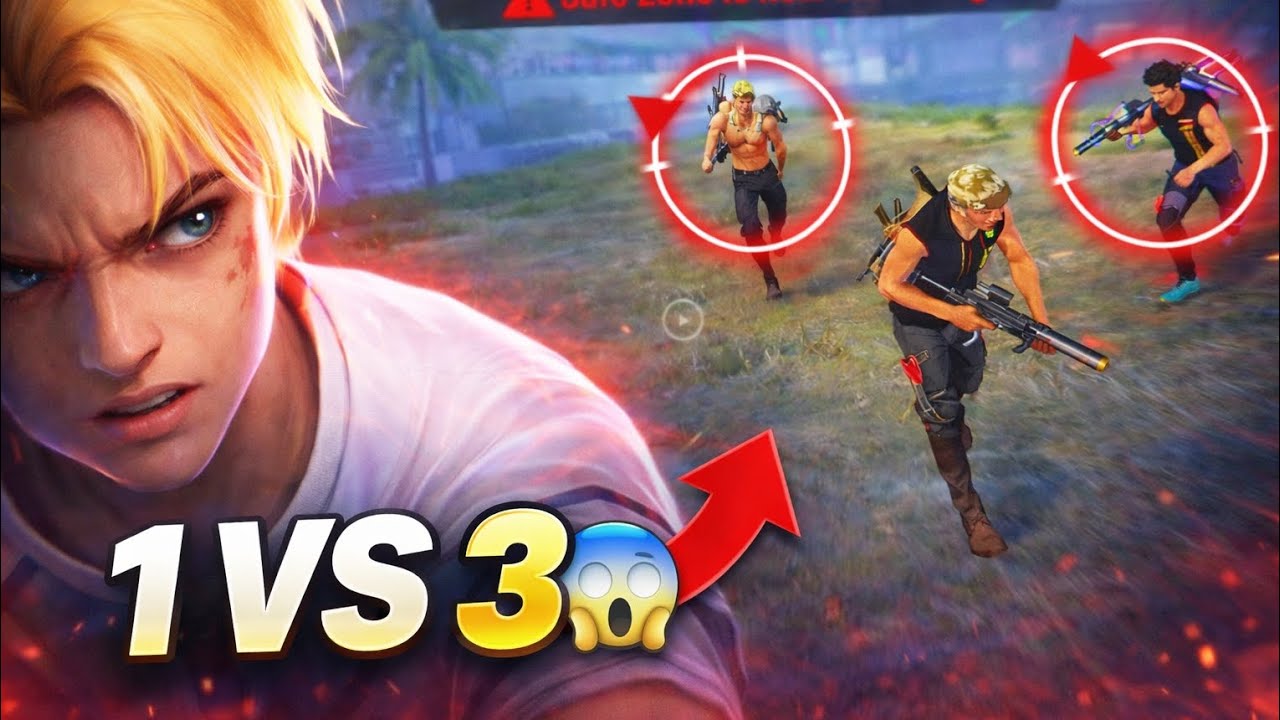 1 VS 3 Impossible Clutch 😱 | Last Safe Zone Fight | Free Fire