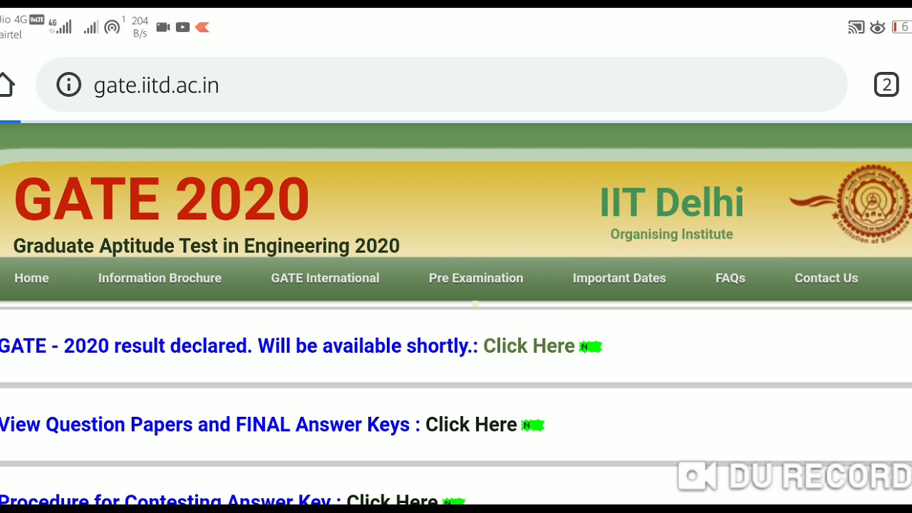 Gate 2020 result declared check now #gate2020result