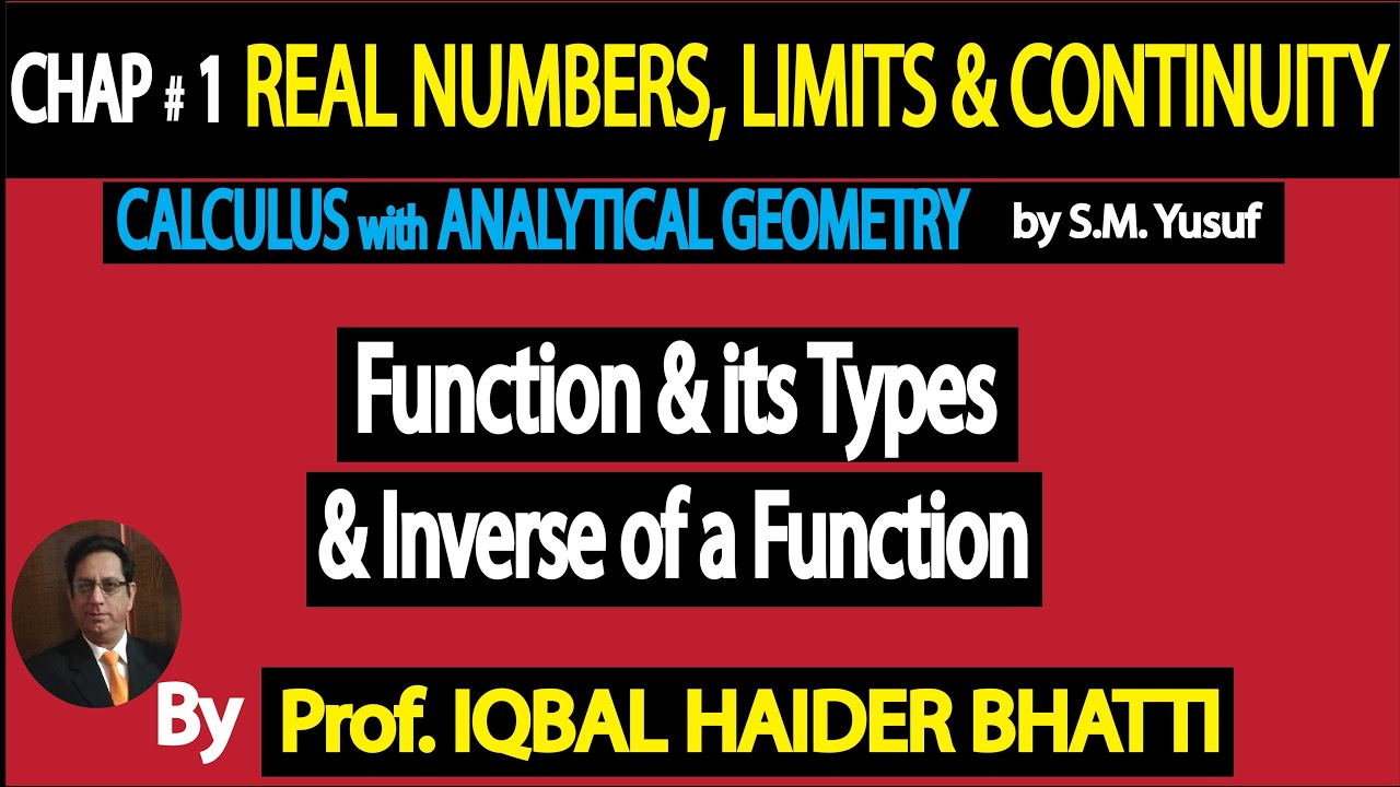 Ch#1 |  Function , Types of Function and Inverse of a Function | Calculus by SM Yusf lec13 in Hindi/