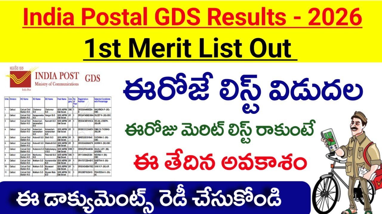 India Postal GDS 1st Merit List OUT.|How to Download Postal GDS 1st Merit List Released date 2026|