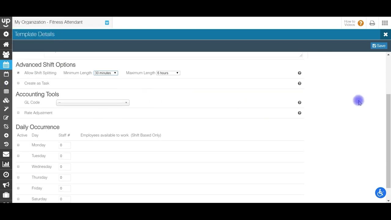 How to create shift templates for hourly based availability