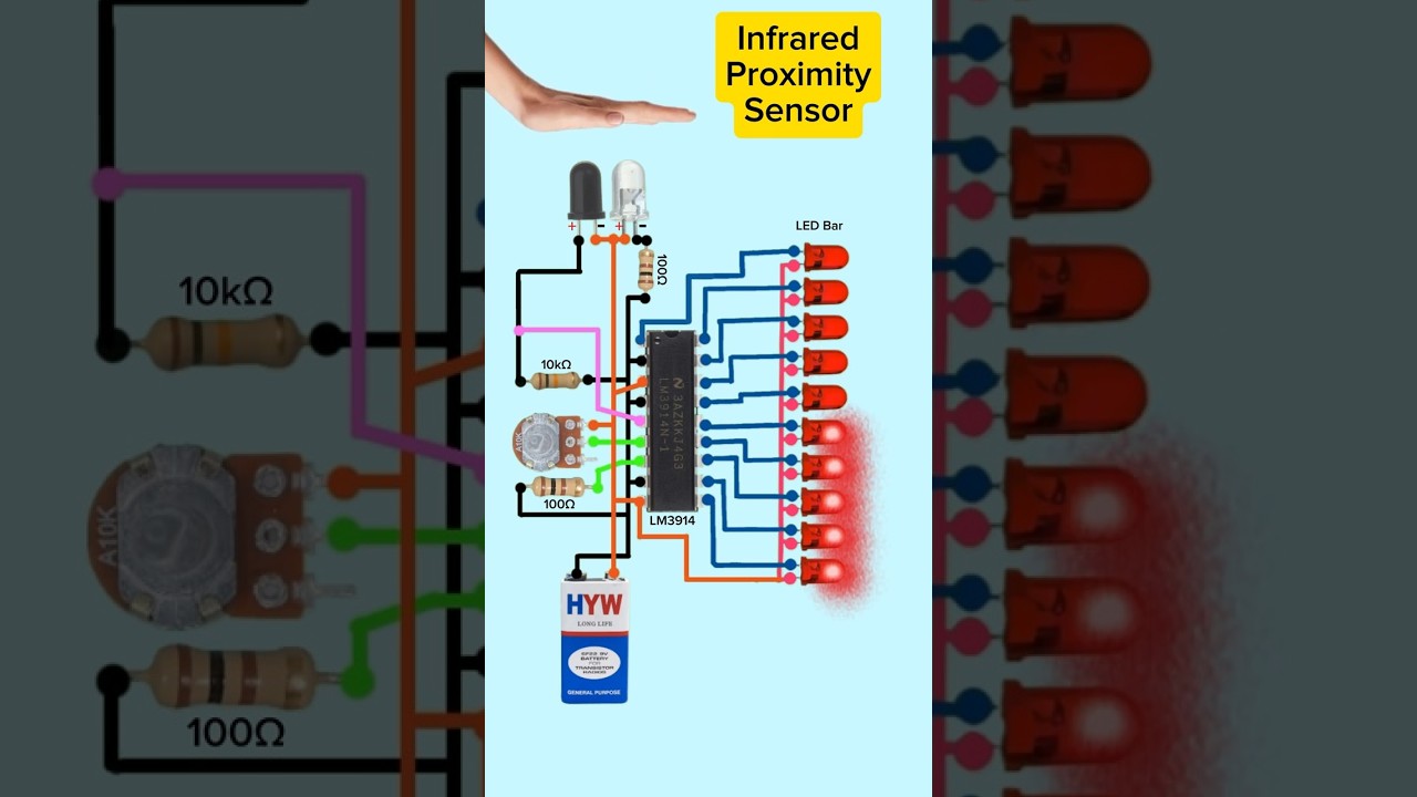 💡 Infrared Proximity Sensor | Led Level Bar | LM3914 Circuit Working Explanation #shorts #tech