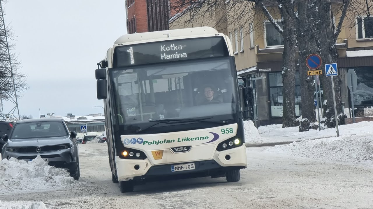Pohjolan Liikenne 958 VDL Citea LLE-127 @ Jonne & Minne bus line 1 in Kotka, Finland