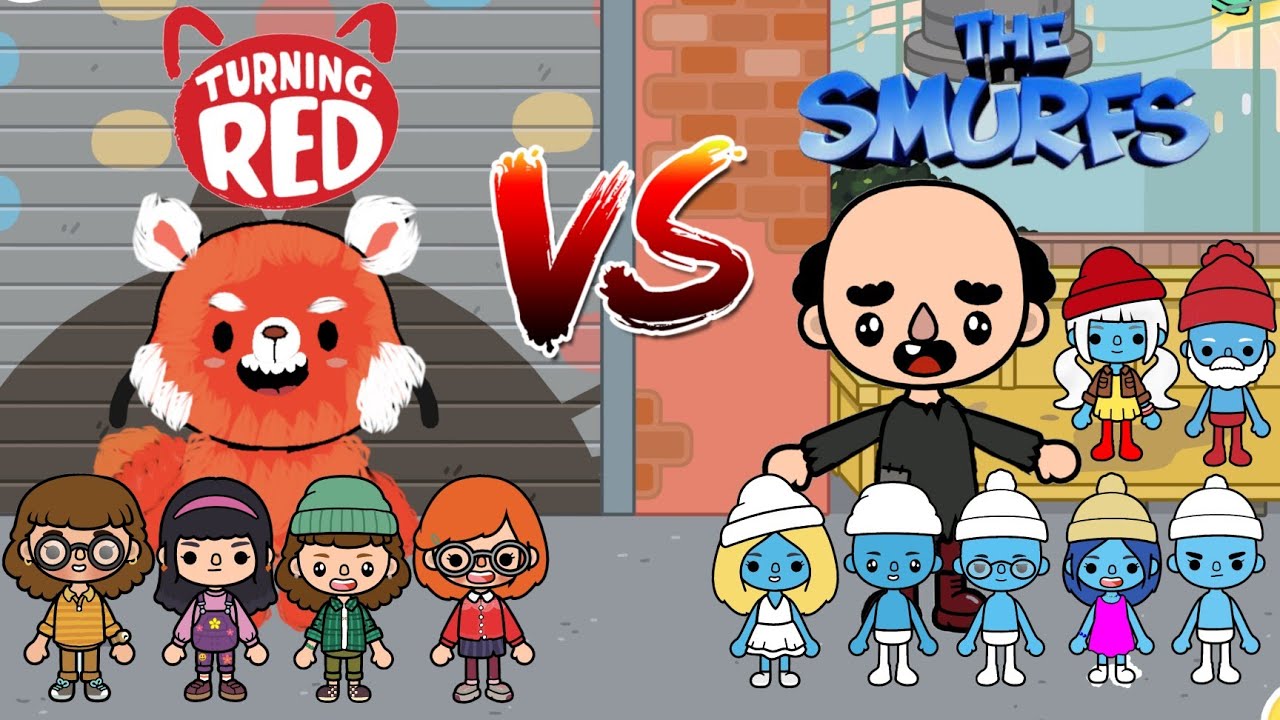 Turning red VS The Smurfs In Toca life world | Toca Boca | Toca Potter