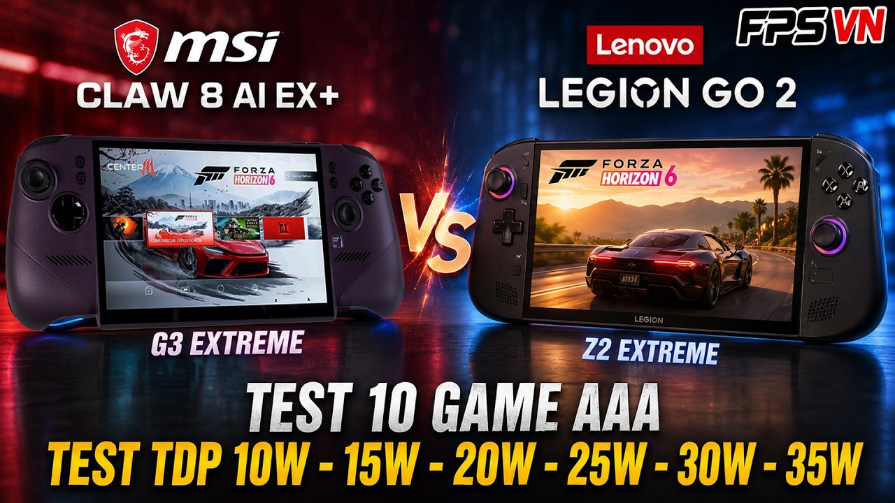 Claw 8 AI EX+ против Legion Go 2 | G3 Extreme против Z2 Extreme | Тест TDP 10 Вт - 15 Вт - 20 Вт ...