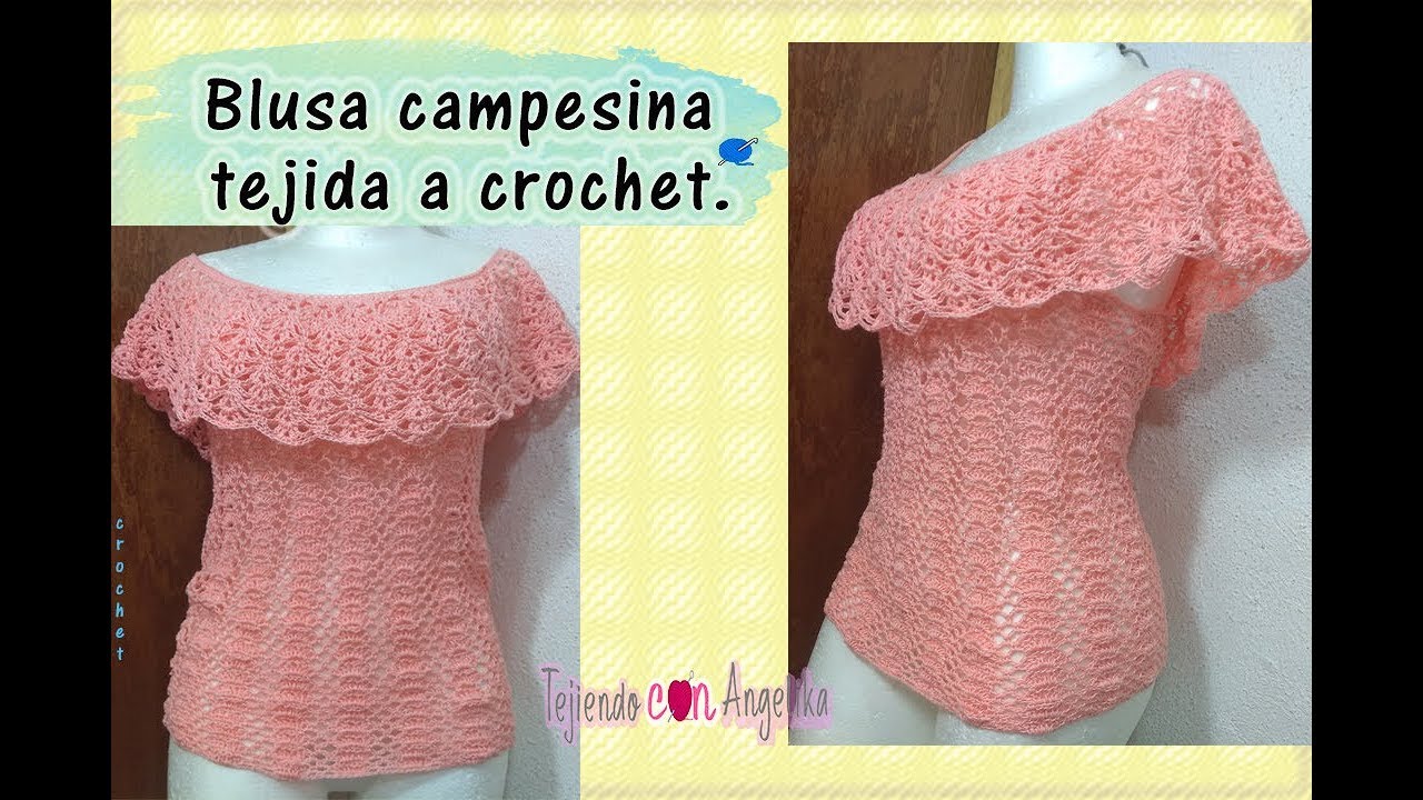 BLUSA CAMPESINA TEJIDA A CROCHET |Tejiendo con angélika|.