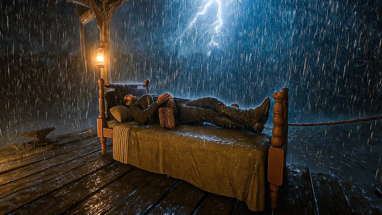 Sleeping on a Cozy Porch Bed During Night Time Thunderstorm | RDR2 ASMR