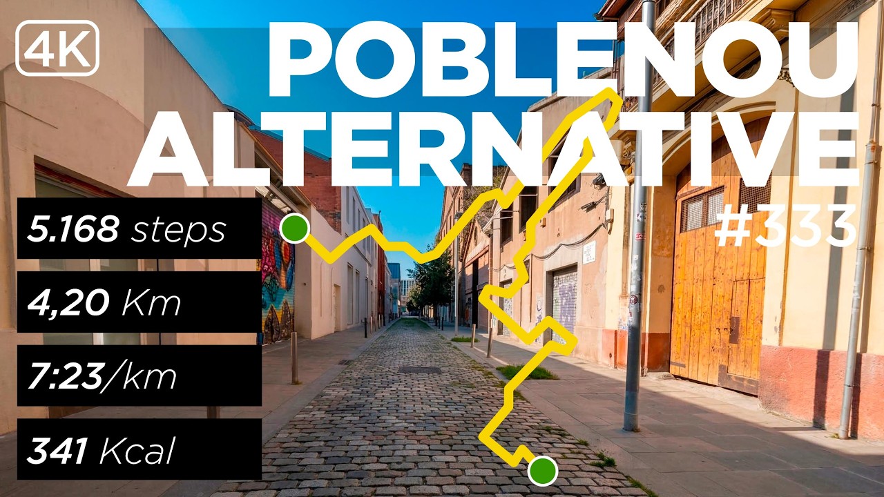 26 03 14 — Poblenou alternative route via hidden passages to DHUB and Glòries | 4.2 km at 7:23/km