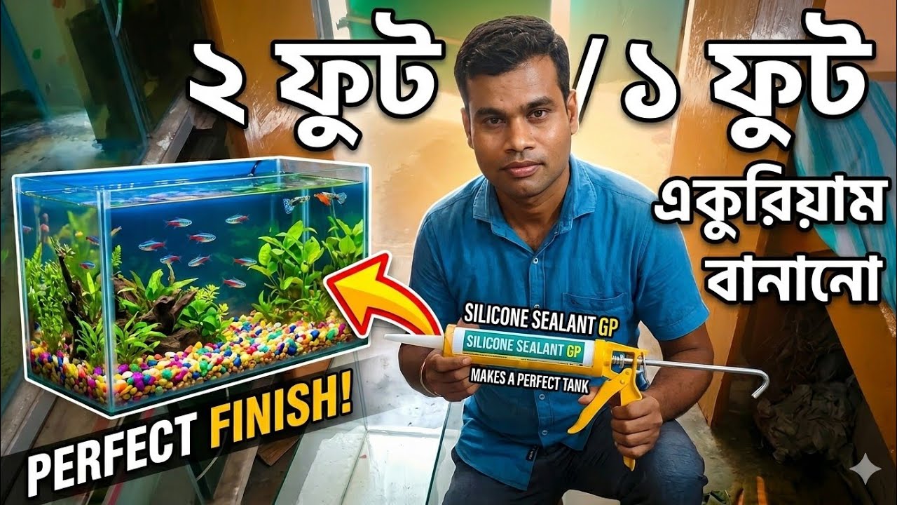 How to make 2 fit / 1 fit aquarium| 2ফুট/1 ফুট একোরিয়াম কিভাবে বানাবেন।#viral #aquriumfish#aqurium