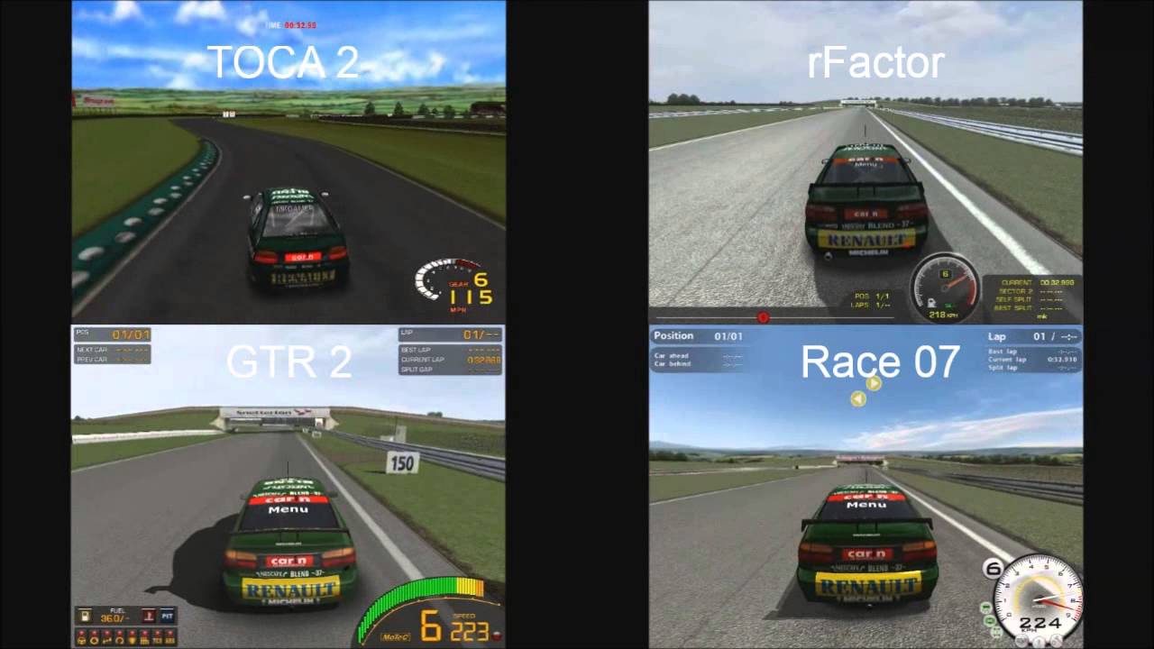 TOCA 2 vs rFactor vs GTR 2 vs Race 07 - 1998 BTCC Laguna @ Snetterton