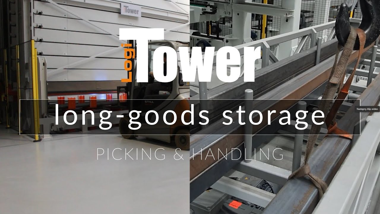 LOGITOWER: Methods of long goods collection in LogiTower storage system - forklift vs belt sling