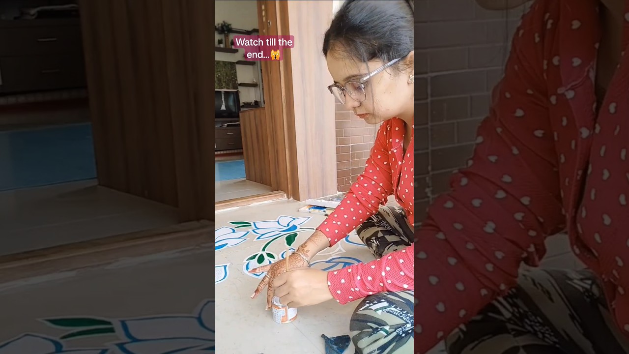 easy oil paint rangoli design 🙀🖌️🎨 || floor painting ideas 💡 || 
