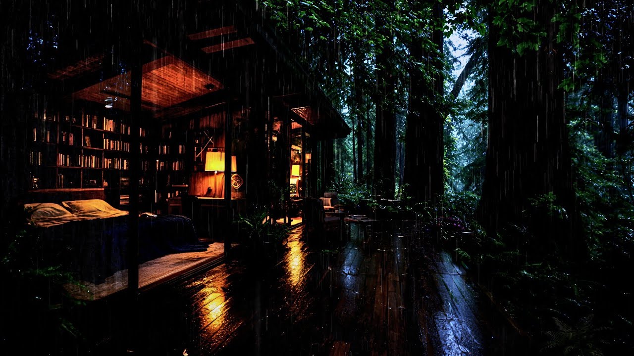 Gentle Rain White Noise 🌧️ | Cozy Cabin in the Forest for Sleep