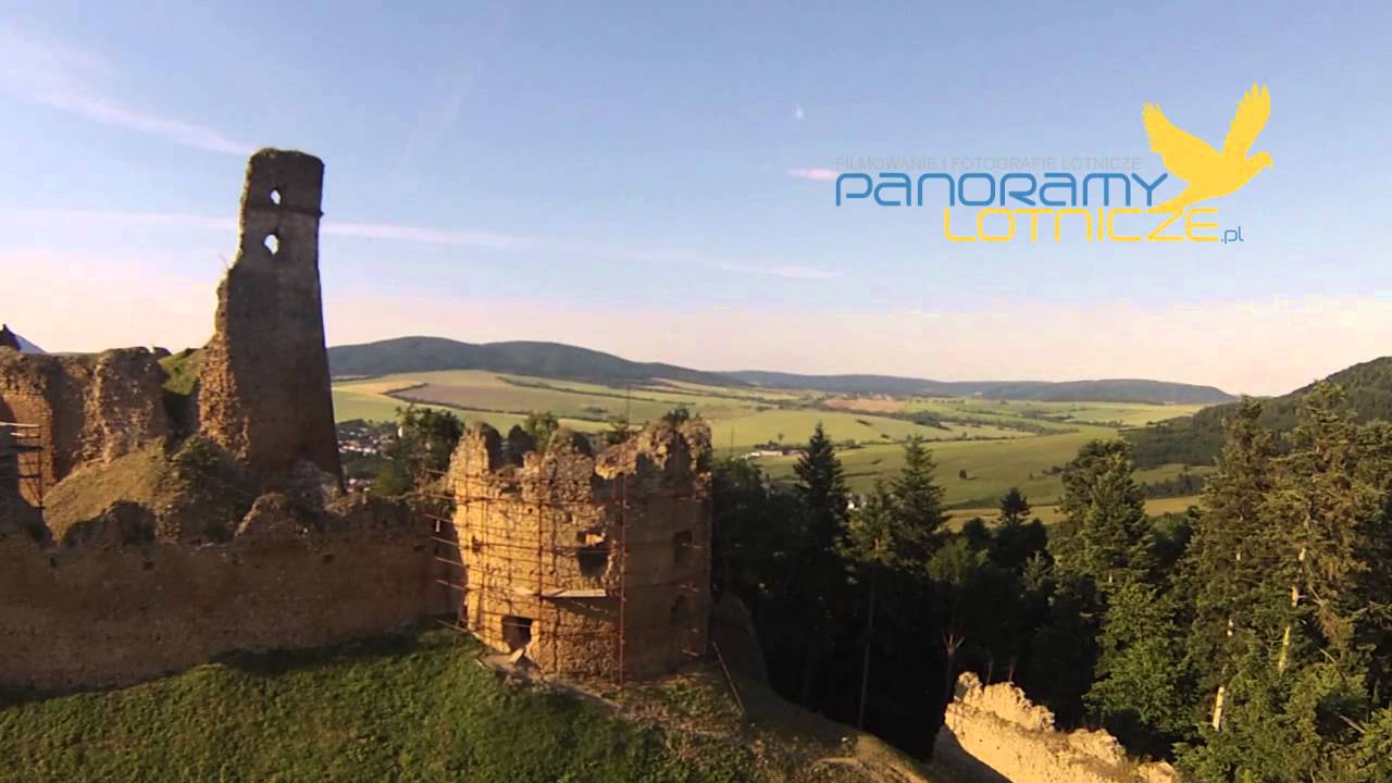 Zborovsk&yacute; hrad - Ruiny Zamku Zborov ( Słowacja) z lotu ptaka