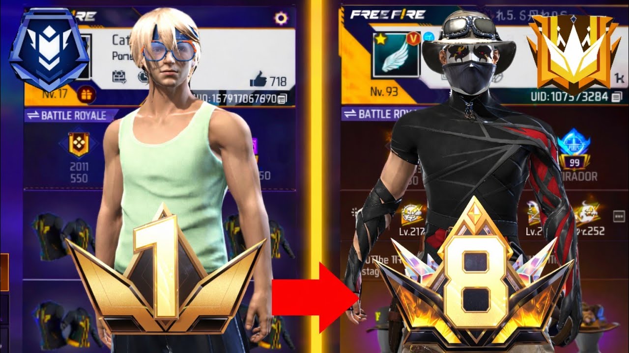Transformei UMA CONTA PRIME 1 em UMA CONTA PRIME 8 no Free Fire!
