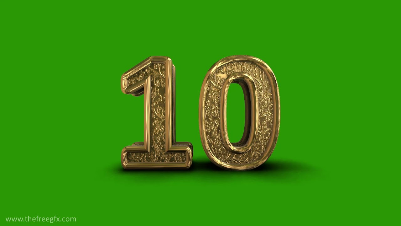 Golden ornamental Number 10 Green screen video