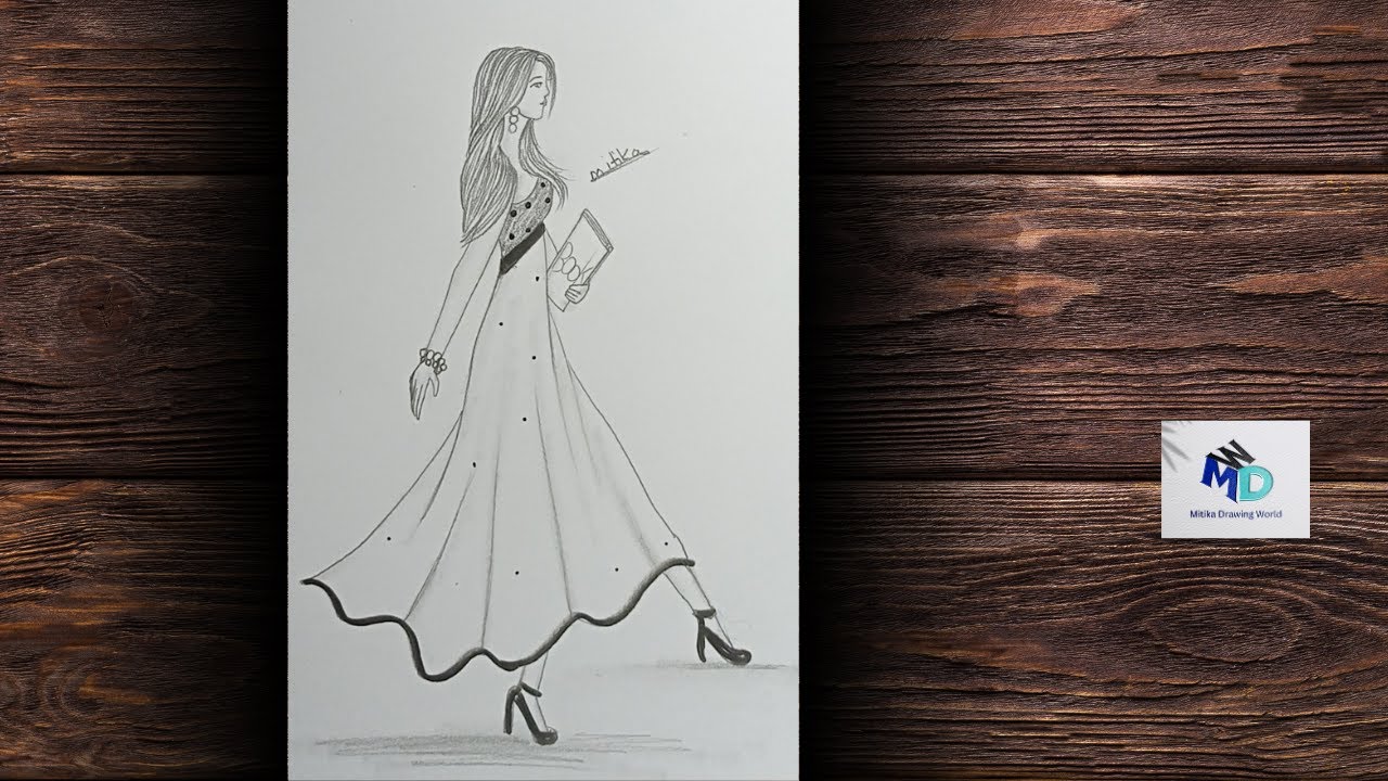 How To Draw A Girl Walking On Road||Easy Girl Drawing