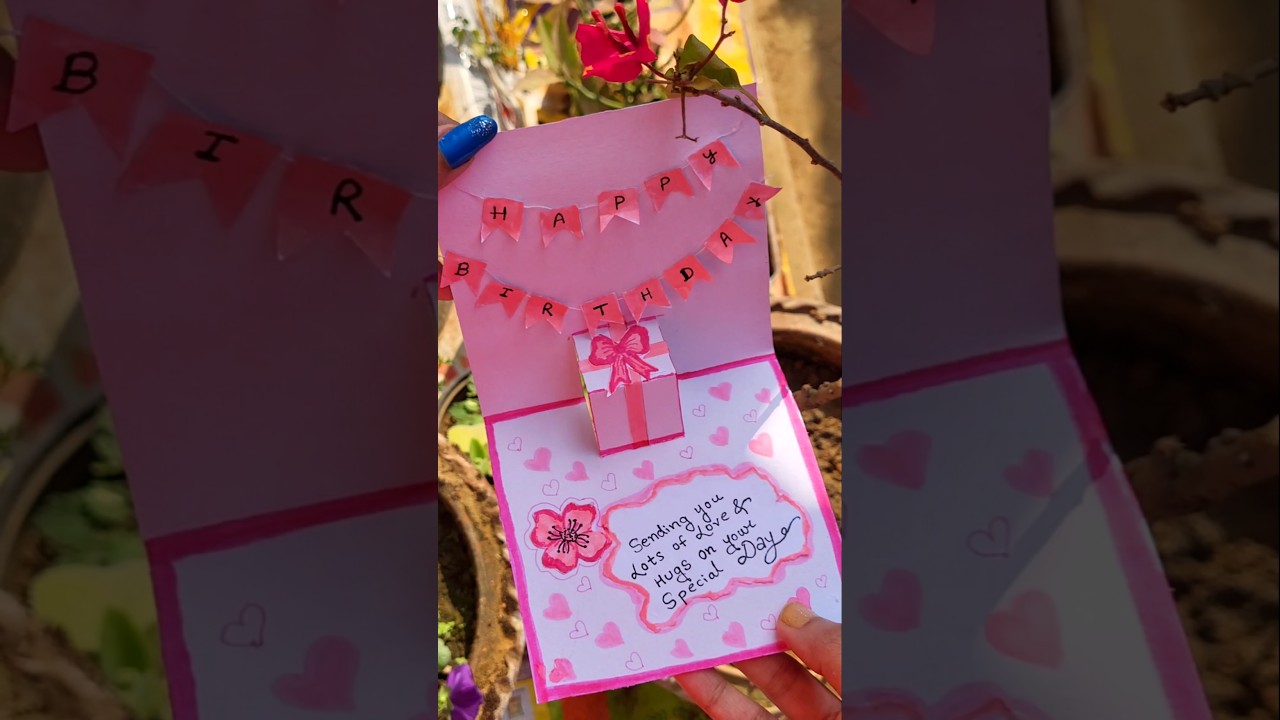 Aesthetic Birthday Card Making 🎂✨ Easy Handmade Card Idea💌🎀🌸#birthdaycard #shorts #fyp