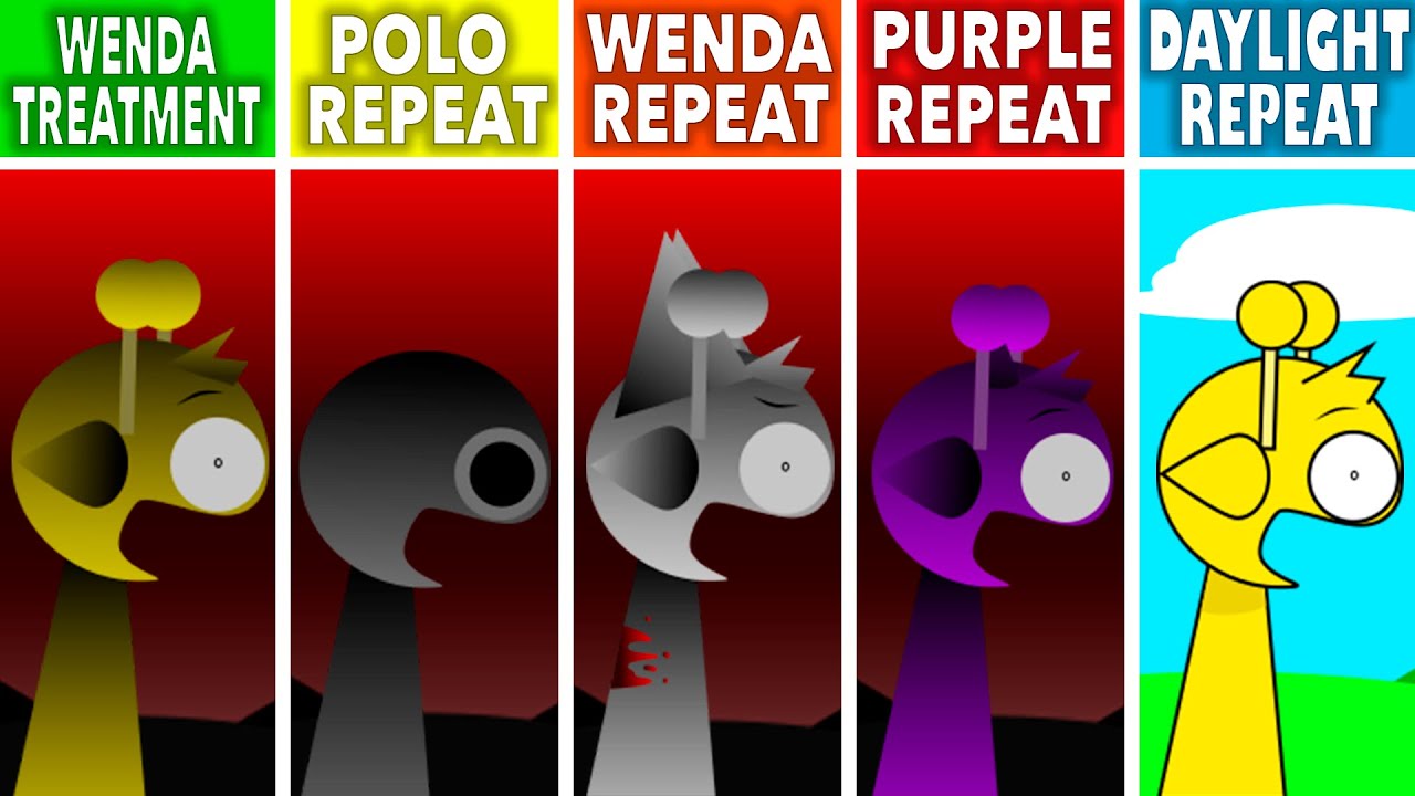 Sprunki WendaTreatment But Polo Repeat and Wenda Repeat and Purple Repeat and Daylight Repeat