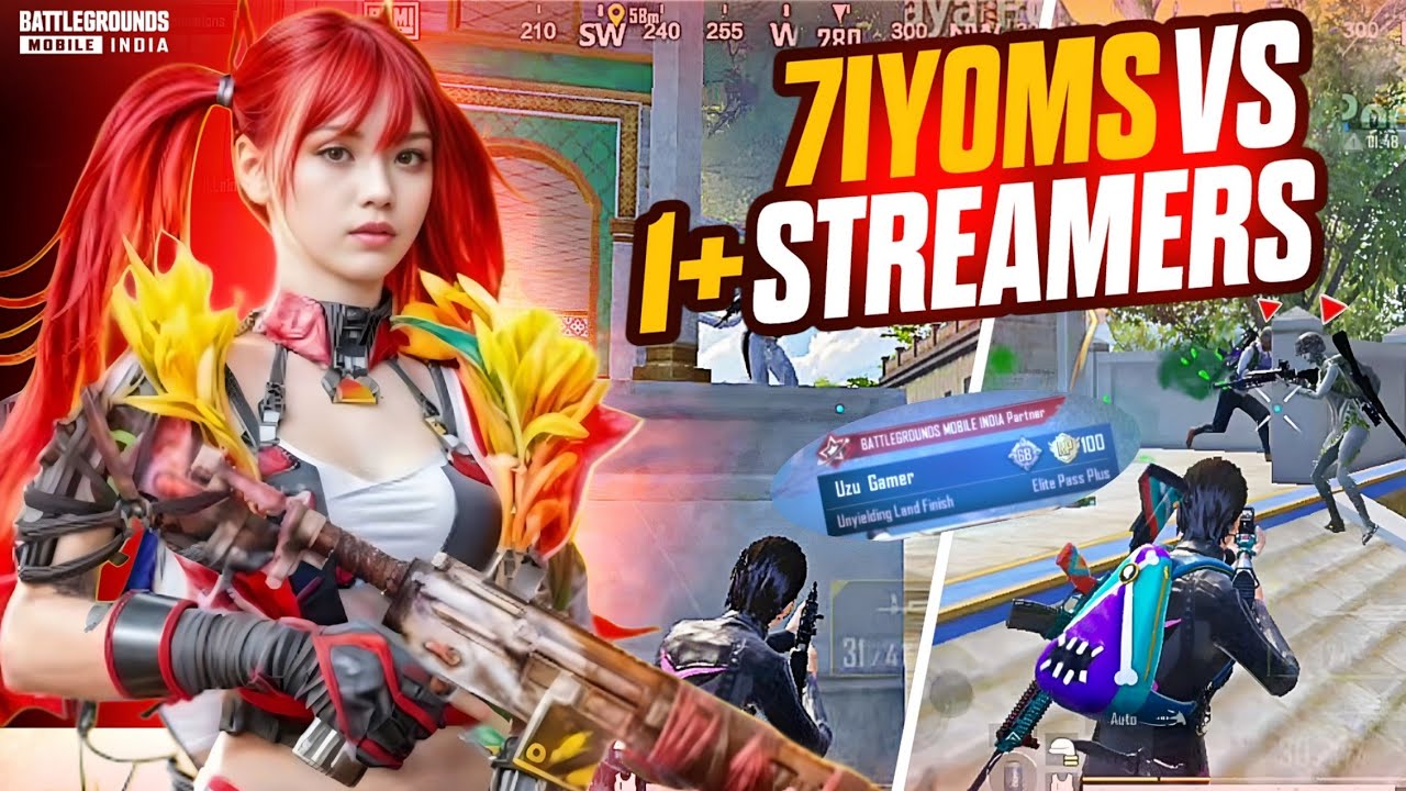 7iy0ms vs 1+streamer 🔥 | Solo vs Squad | intence 1v4 Clutches 🔥| High Tier Lobby | BGMI