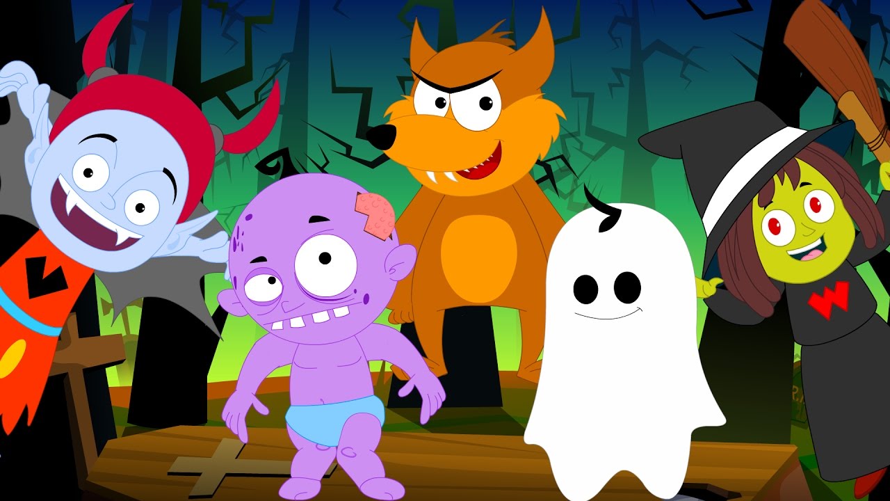 five little monsters | scary rhymes | halloween song | nursery rhymes | kids songs