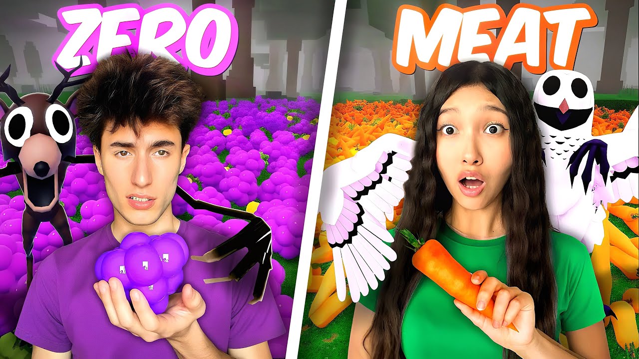 SURVIVING 99 NIGHTS ROBLOX But We CAN'T Eat MEAT [FT.@uwucutesingle ]