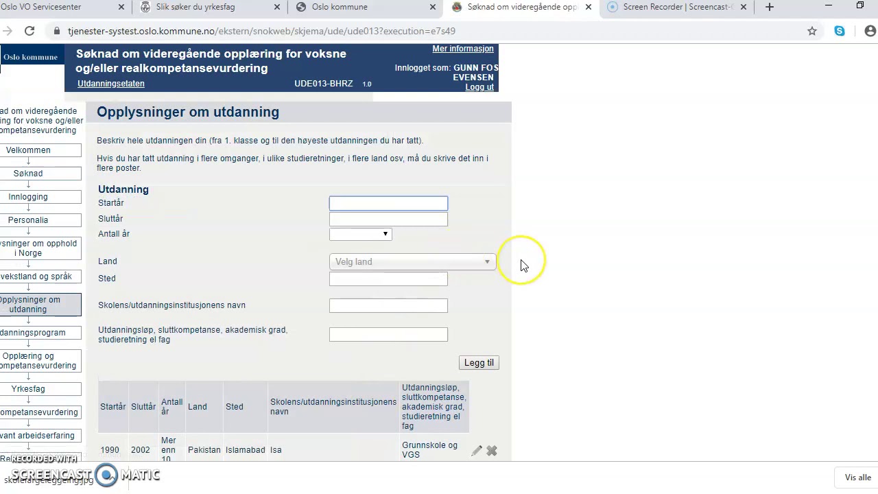 Søknad om videregående opplæring for voksne og/eller realkompetanse vurdering (Yrkesfag)