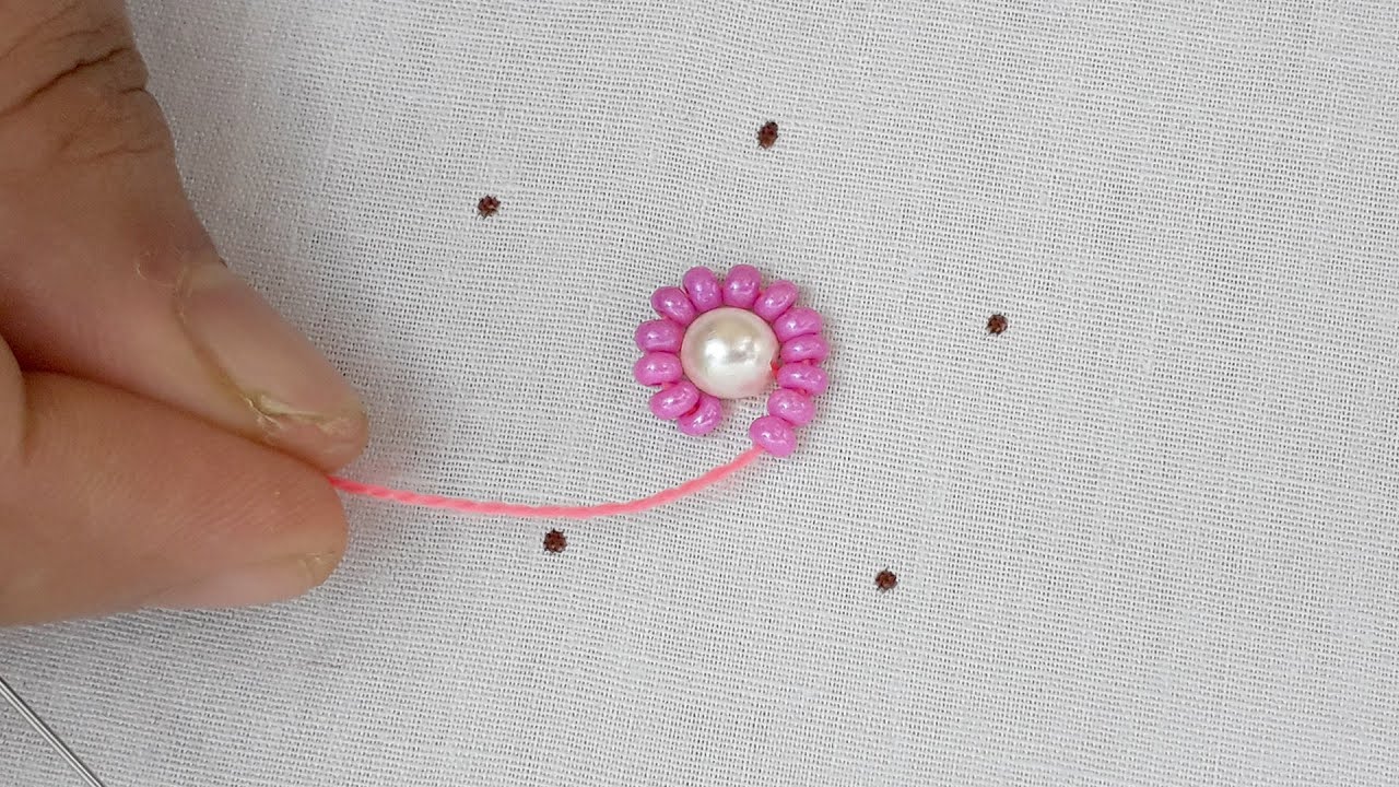 Hand Embroidery All Over Design For Dress, All Over Embroidery Tutorial With Pearl Beads