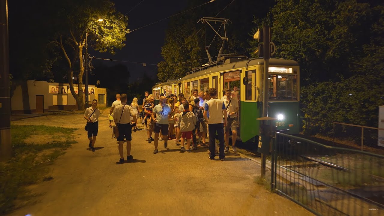 Poland, Poznań, Heritage tram 0 night ride from Piątkowska to Zeylanda