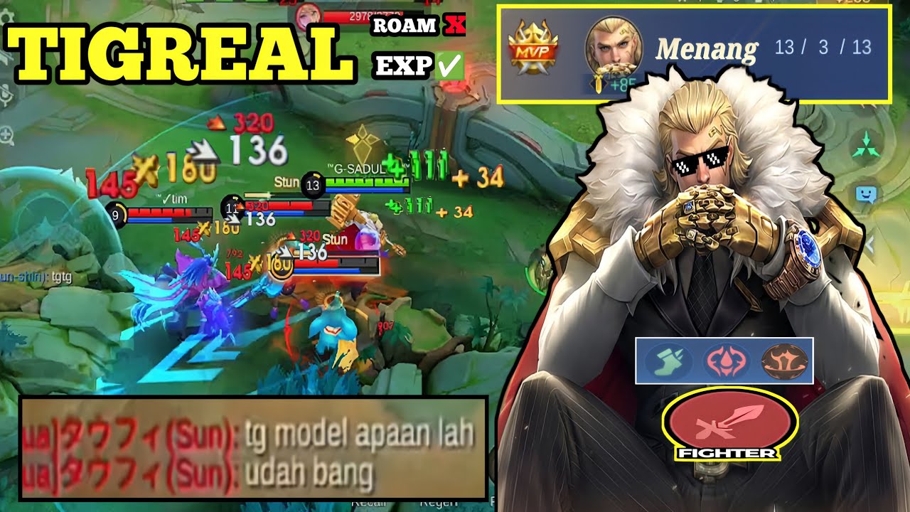 TIGREAL MODE ANCAMAN BUILD DMG EMBELM FIGHTER . BEST BUILD TIGREAL 100%BROKEN. MLBB