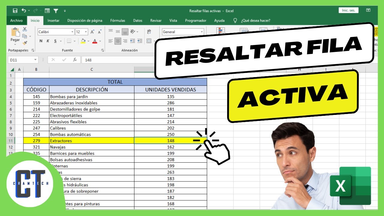 Como RESALTAR la FILA ACTIVA en EXCEL