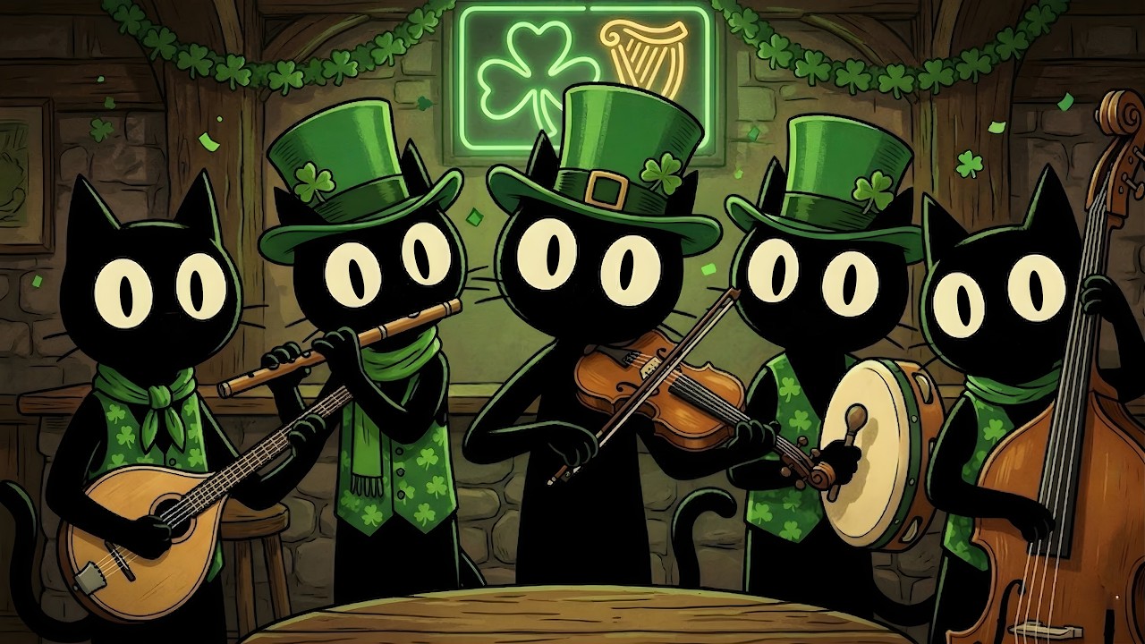 Black Cats Irish Pub Party: Energetic Celtic Jazz for St. Patrick's Day Productivity