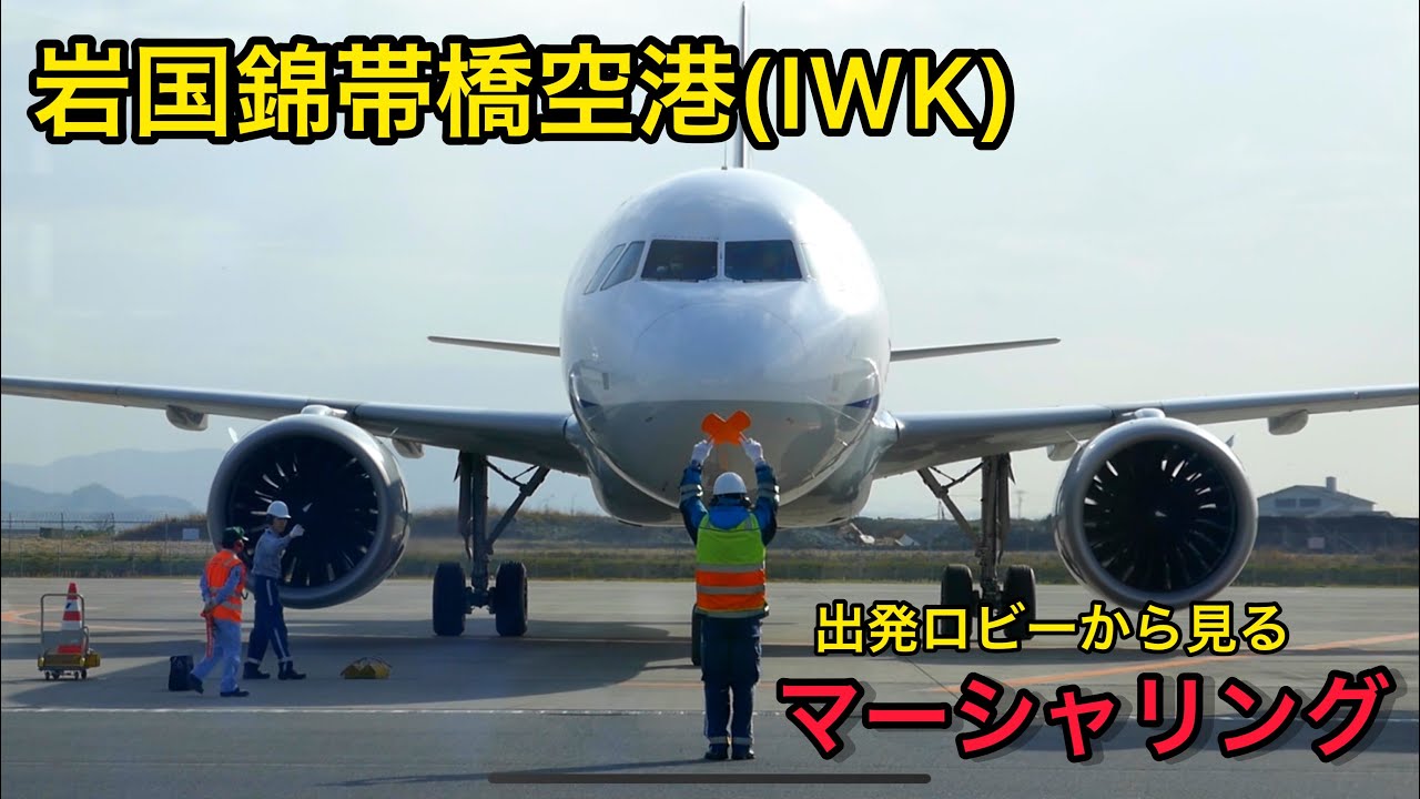 岩国空港 マーシャリング　ANA A320neo スポットイン　Iwakuni Airport All Nippon Airways  A320neo