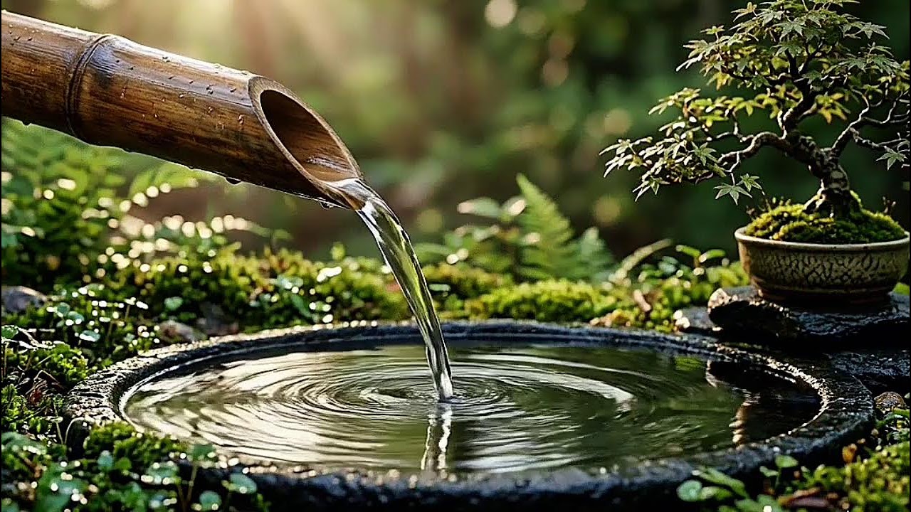 🌅 Morning Zen Garden Water Flow | Relaxing Bamboo Fountain for Calm & Deep Sleep 💧