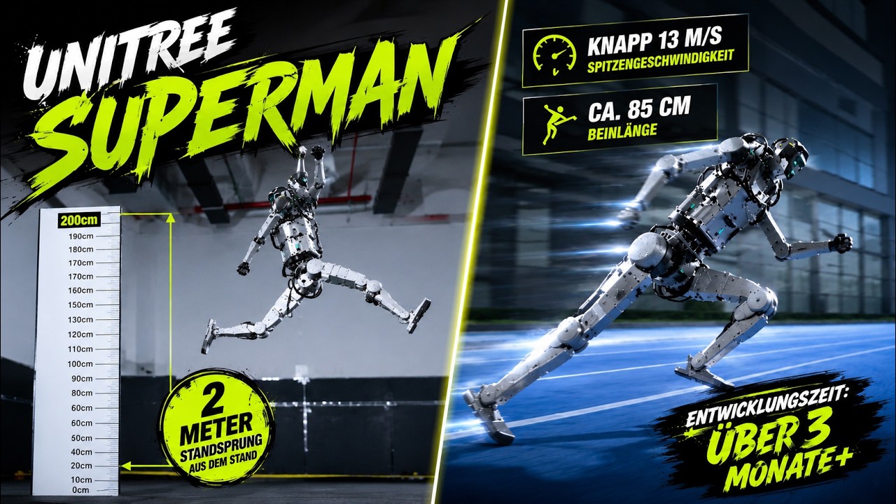 Unitree Superman: Humanoider Roboter rennt 46 km/h & springt 2 Meter hoch!
