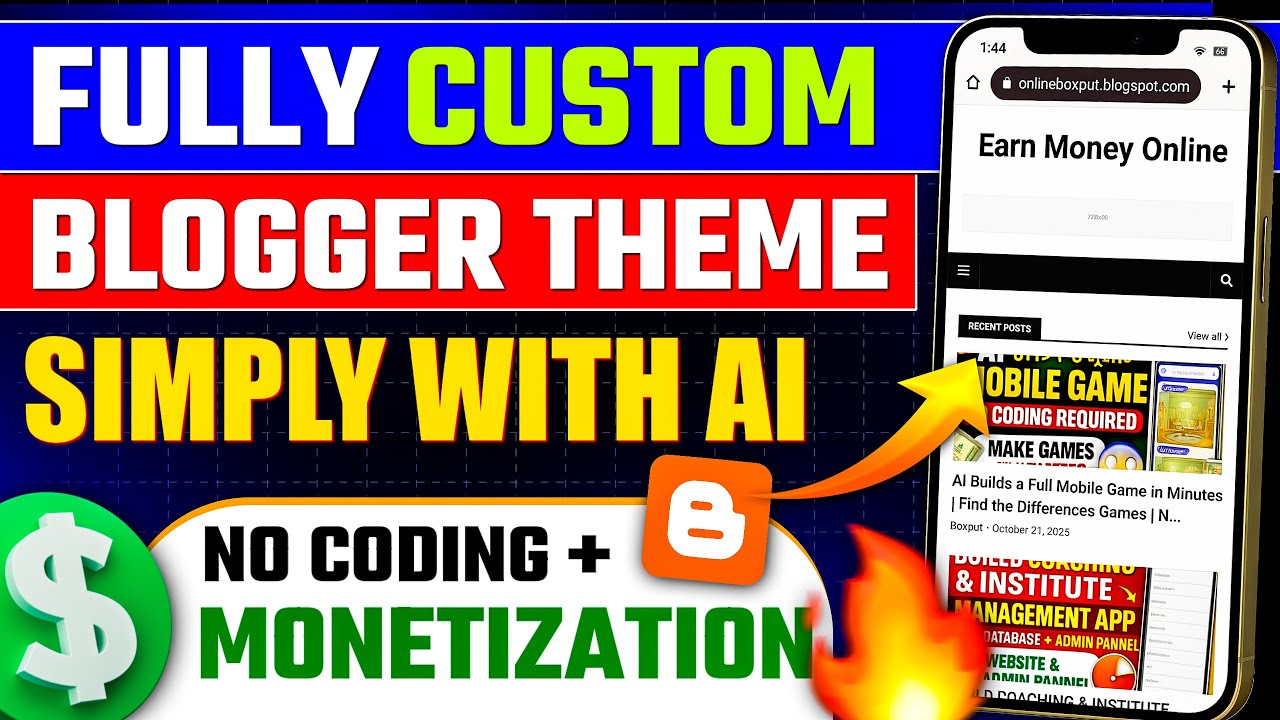 Build a Fully Custom Blogger Theme with AI | No Coding + Monetization Setup (2025 Full Guide)