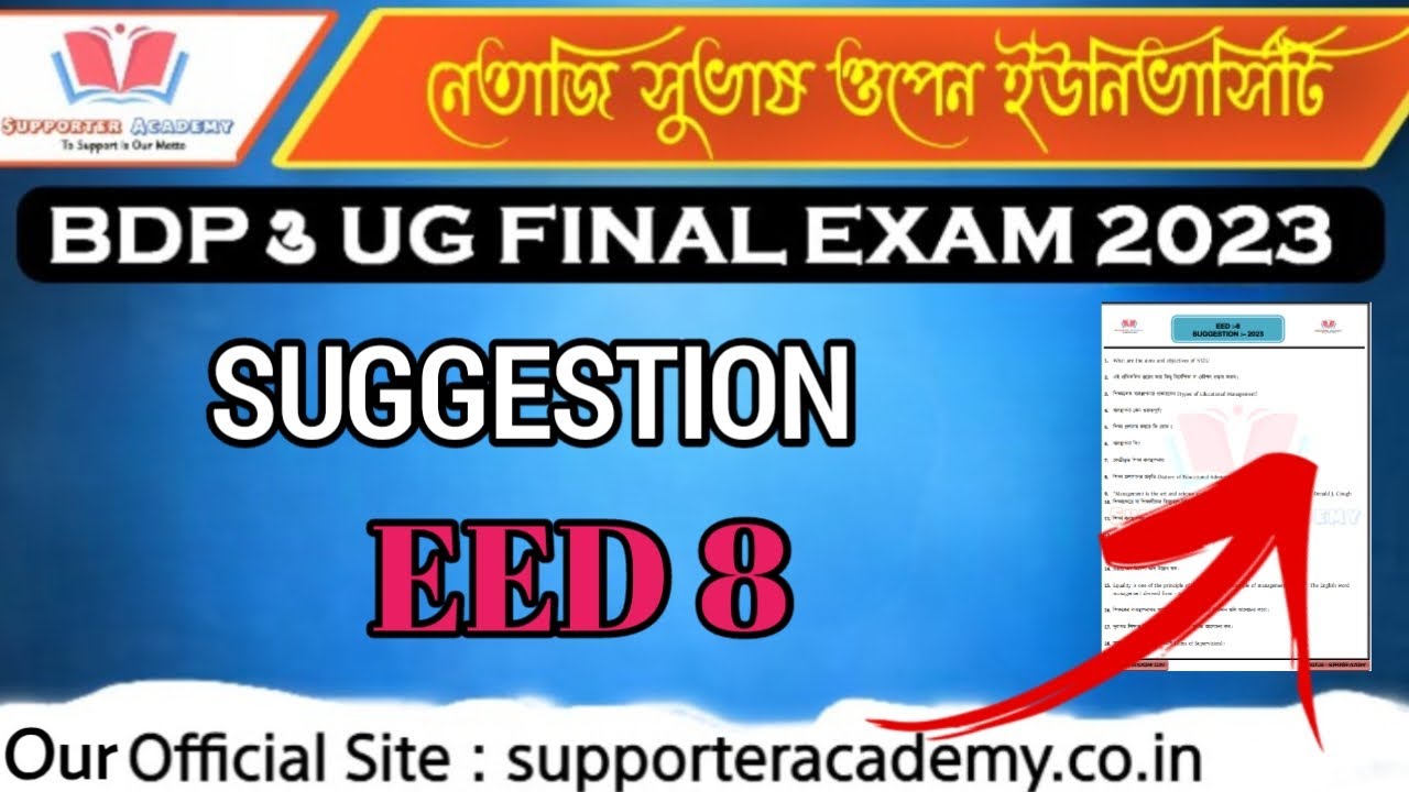 FINAL Exam Suggestion 2023 / BDP EED 8