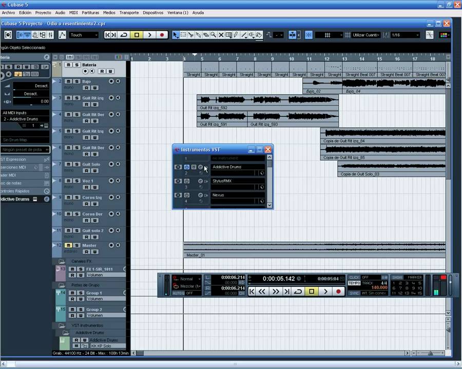 Tutorial Cubase 5, La Mezcla: Paneo y Volumen, como ampliar el estereo