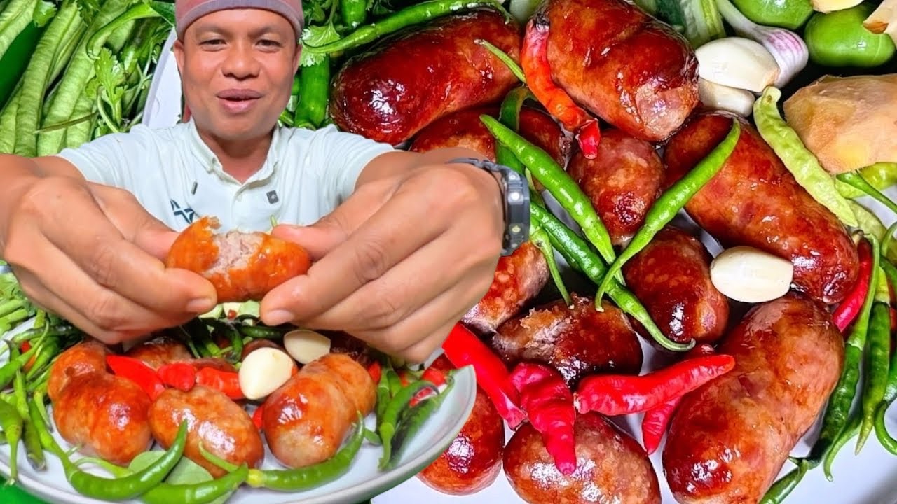 ￼ ไส้กรอกหมูล้วนไส้กรอกแซ่บสูตรสาวรุ่งจากกวางทำเองแก้มพริกสดเผ็ดเผ็ด