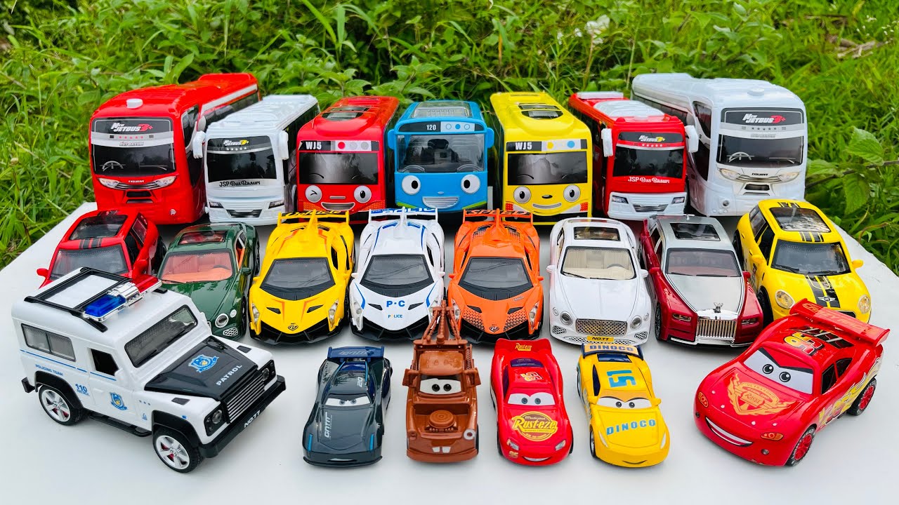 Mobil Mobilan Bus Tayo, Mobil Polisi, Ambulance, Mcqueen, Mobil Balap, Lamborghini, Bus Basuri #5509