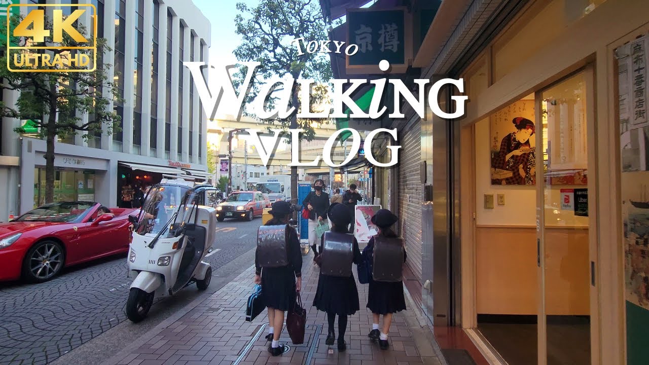 Azabujuban, very nice and rich neighborhood, Tokyo street walking (麻布十番) - 4K