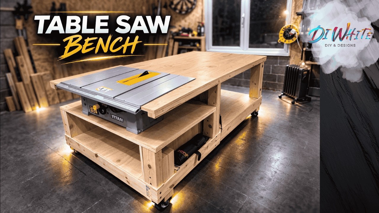 Building a Table Saw Workbench with Integrated Saw (DIY Garage Workshop Upgrade)