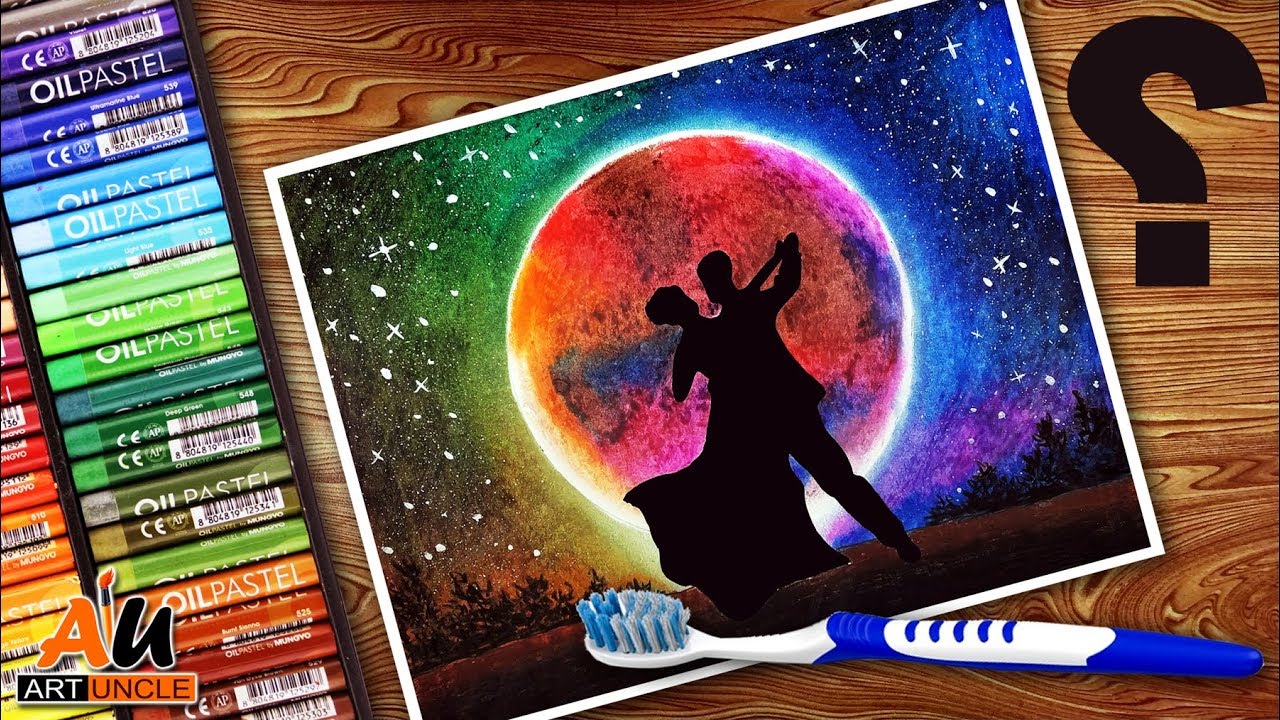 How to draw a Beautiful Moonlight Scenery With Oil Pastel Step by Step