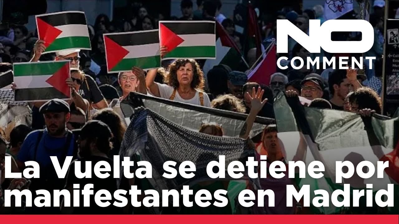Manifestantes pro-Palestina interrumpen la etapa final de la Vuelta a España en Madrid