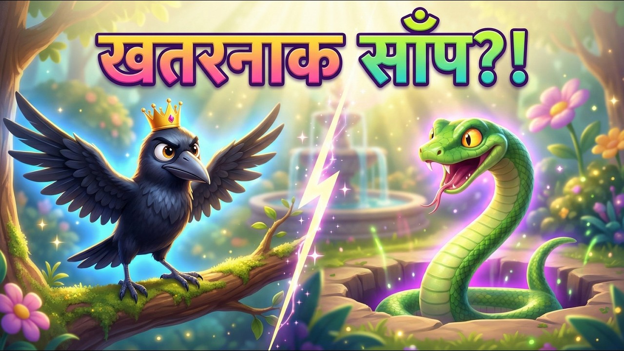 कावी कौआ vs खतरनाक साँप 🐍 l अक़्ल से जीतने वाला हीरो l Hindi Kids Animation