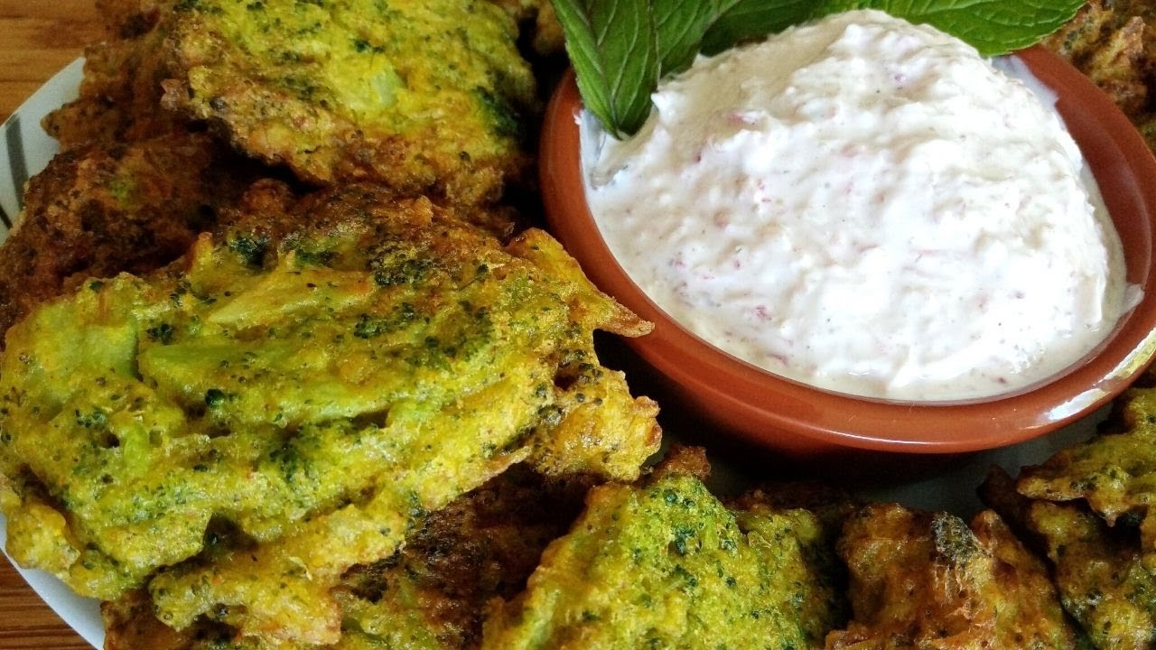 Пончики с брокколи, соус из редьки 🥦