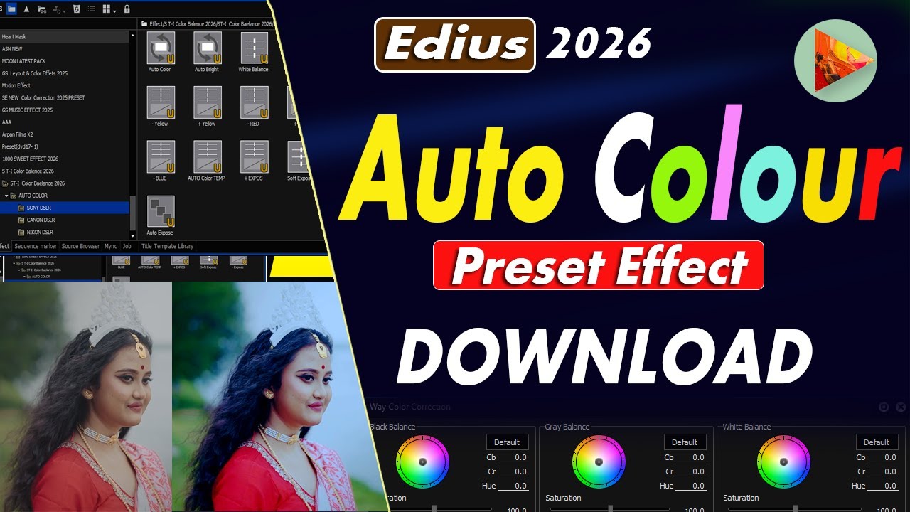 💖🎥**Edius Auto Color Correction Presets 2026 for Wedding Videos !**💖🎥