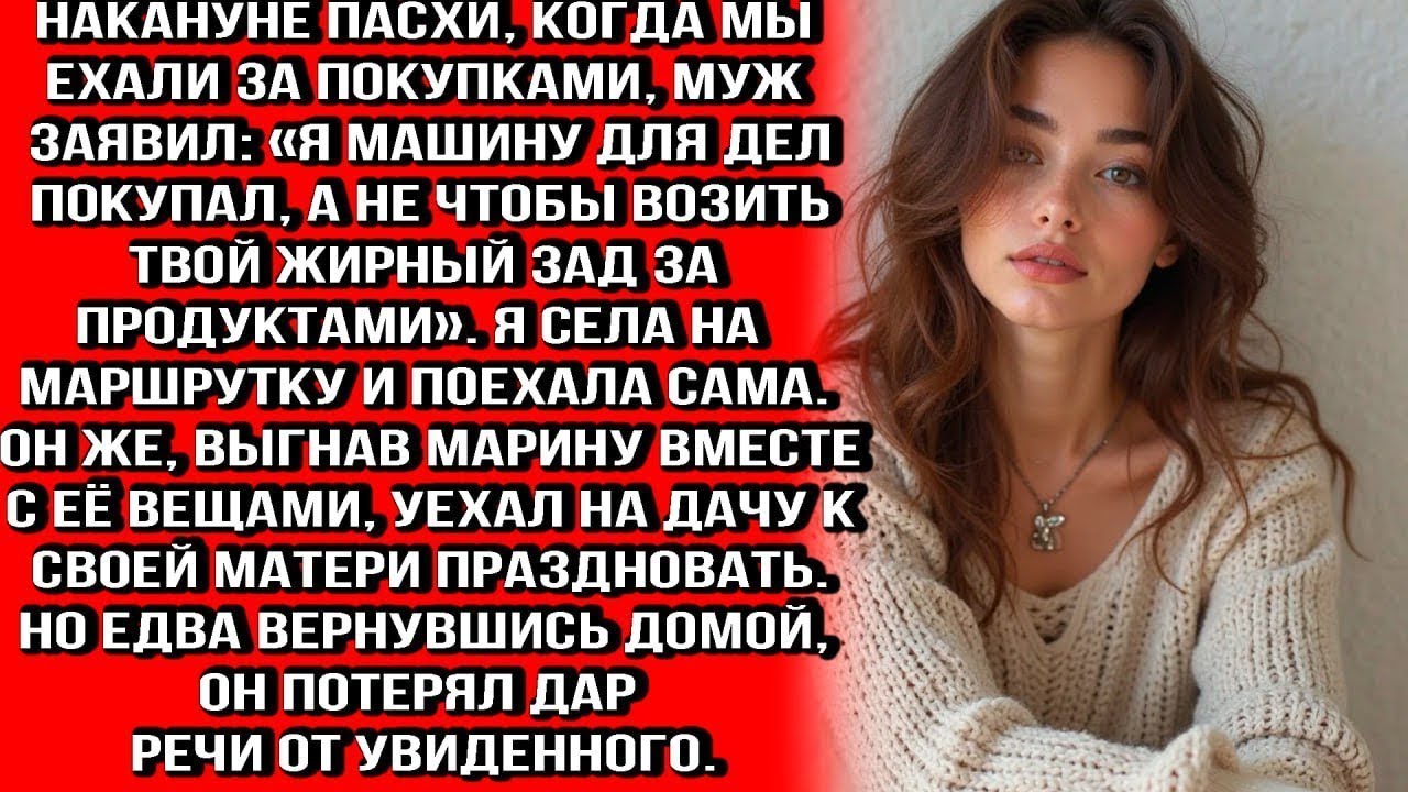 МАШИНУ ДЛЯ ДЕЛ ПОКУПАЛ, А НЕ ЧТОБЫ ВОЗИТЬ ТВОЙ ЖИРНЫЙ ЗАД ЗА ПРОДУКТАМИ! - заявил муж на Пасху...