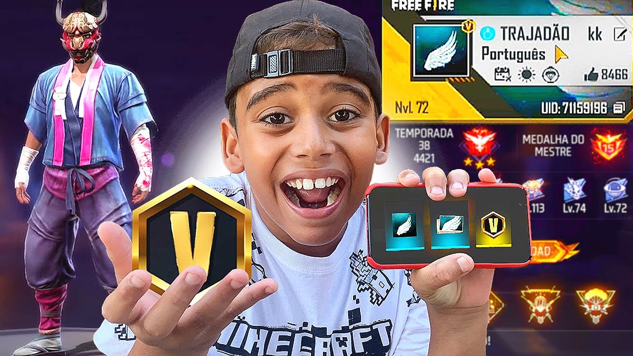 MEU IRMÃOZINHO VIROU INFLUENCIADOR DA GARENA POR 24 HORAS NO FREE FIRE!!😍