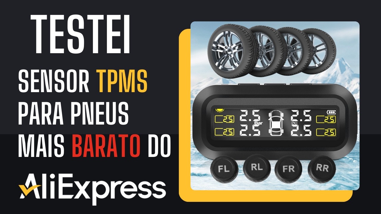 O MELHOR E MAIS BARATO! Sensor de Pneu (TPMS) Solar do AliExpress - Instale em Casa!